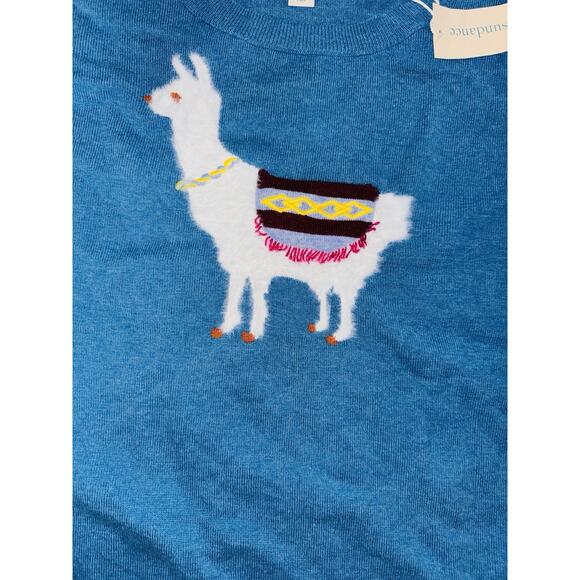 SUNDANCE Laid Back Llama Wool Blend Sweater sz Small Turquoise Blue NWT - Picture 2 of 8